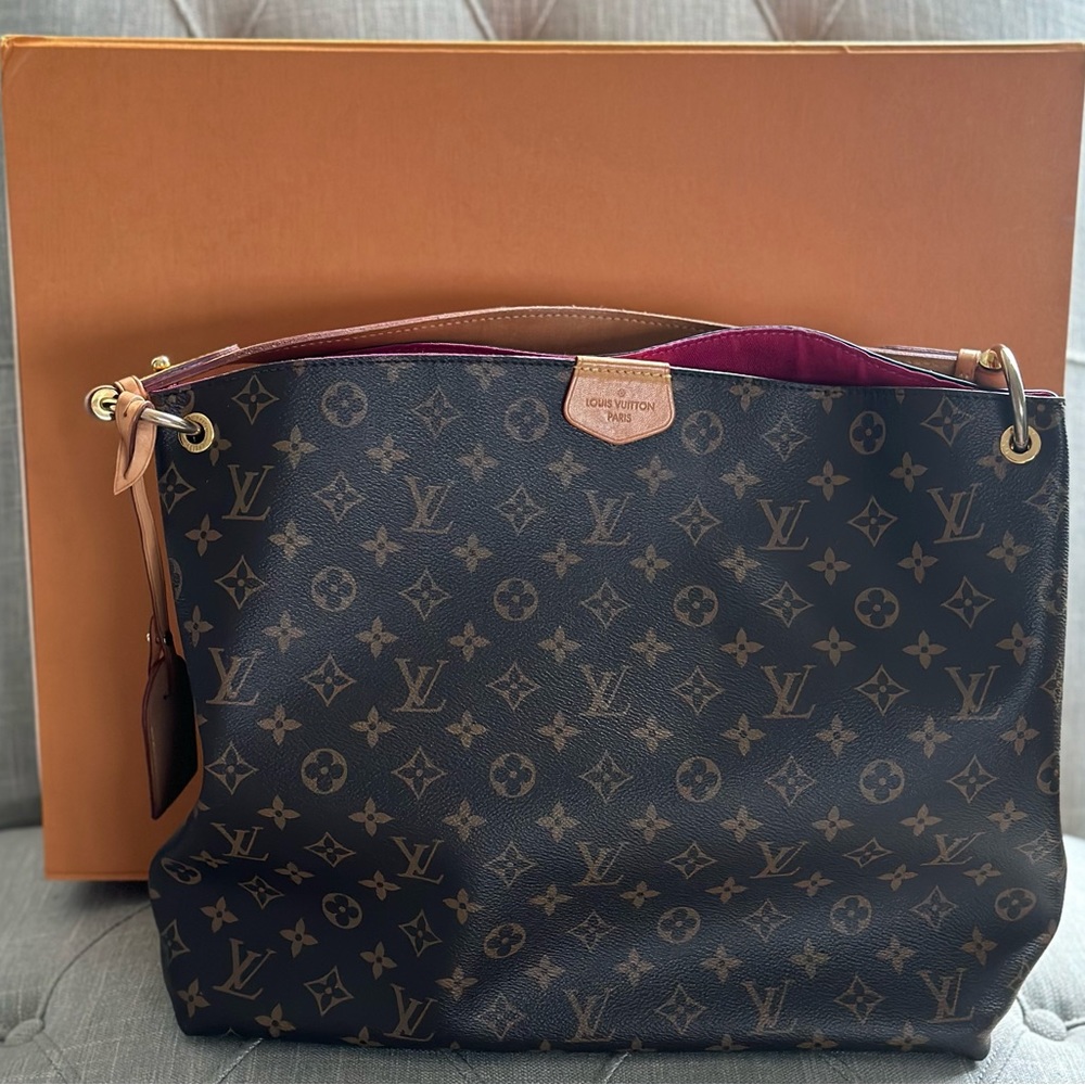 Louis Vuitton Monogram Canvas Shoulder Bag with Pink Interior